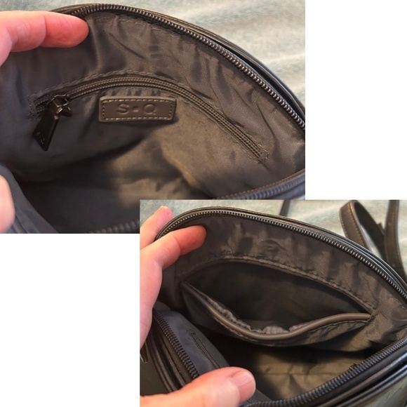 S-Q Vegan Crossbody Bag with Structured Curved Bottom Black - Picture 12 of 16